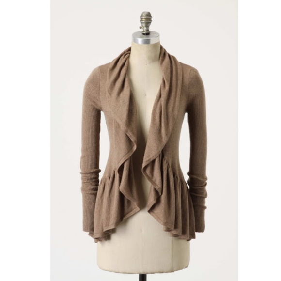 Anthropologie Sweaters - Guinevere Anthropologie taupe ruffle open cardigan